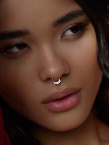 1 peça de piercing de nariz falso em aço inoxidável com design minimalista em ferradura e 5 cristais, joia para piercing sensível