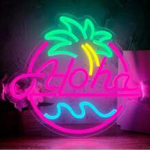 Summer Neon Signage, Wall Decoration Hawaiian Sun Theme Neon Palm Tree Beach Summer House Coffee Shop Holiday Center Party Decoration