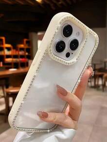 亮片创意水钻保险杠手机壳适用于 15/15 Pro Max/15 Pro/15 Plus/11/12/13/14/16 Pro Max/XS/XR/11 Pro/11 Pro Max/12 Pro/12 Pro Max/13 Pro/13 Pro Max/7 Plus/14 Pro/14 Pro Max/14 Plus/16 Pro/16 Plus/7 Plus/8 Plus/8/SE2，时尚奢华闪亮设计，透明全保护防摔手机壳，粉色防水防震防刮 - 米色 - 查看 3
