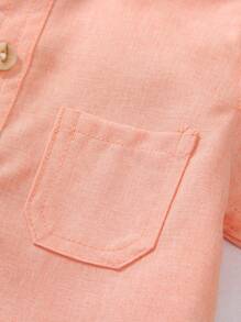 1 Stück Jungen Lässig Hemd mit einfarbigem Kragen und Doppelttasche, geeignet für Lässig Party, Geburtstagsparty, Zeremonienmeister, Aufführung, Strandurlaub, Jungen Freizeithemd, Frühling/Sommer