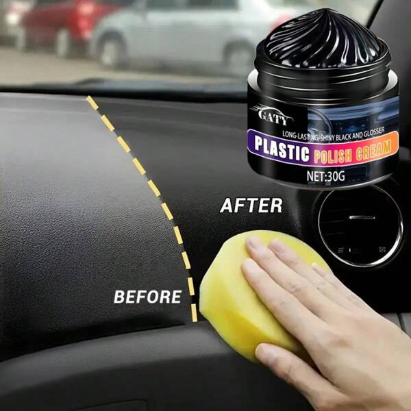 Schwarz Pflege & Erneuerungskit für Autoinneres, Kristallisations-Erneuerungscreme für Autoplastikteile, Weißerneuerung für Plastikteile, Erneuerung von Armaturenbrett & Reifen, Kratzerbeseitigung & Verbesserung der Helligkeit/Schwärze