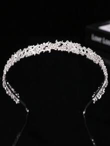 1pc Bridal Headpiece, Elegant Sparkling Crystal Crown Headband For Wedding Headdress - Multicolor - View 2