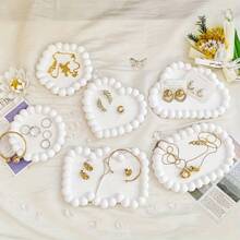 [1pc Jewelry Display Tray] 1pc Plaster Jewelry Display Tray, Jewelry Tray, Exquisite White Ring Earrings Tray, Dressing Table Decoration Display Tray, Jewelry Display Decoration Photo Props, Jewelry Trays