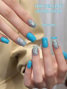 XEIJAYI 15ML Dual-Color Blue And Sweet Candy Glitter Nail Gel Set, Semi-Permanent Soak-Off UV LED Nail Salon DIY Gel, Spring/Summer - Multicolor - View 3