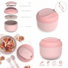 Tazon Tazon Aislado A Prueba De Fugas Con Compartimento Para Snacks Utensilios Plegables Y Diseño Mejorado De Facil Agarre Para Llevar Rubor