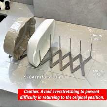 1pc Adjustable Stainless Steel Dish Drying Rack, Expandable Foldable Over Sink Organizer, Multi-Tier Bowl Pot Lid Storage System, Cabinet/Drawer Dual-Use Shelf, Space Saving Rack For Kitchen/RV/Countertop