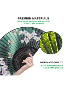 Antique Folding Fan, Bamboo Fan, Chinese Silk Fan, Chinese Role-Playing Fan, Dance Fan, Mask Fan, Handheld Bamboo Silk Folding Fan, Clothing Accessories, Dance Performance Props, Classic Ancient Chinese Pattern Folding Fan, Japanese Landscape Dance Performance Fan, Disco Fan, Charming And Elegant Retro Style Of China And Japan, Best Gift For Women