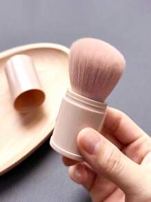 Portable Single Retractable Multifunctional Makeup Brush For Blush, Powder & Rouge - Mushroom Head Cosmetic Brush (Compact Travel Design)