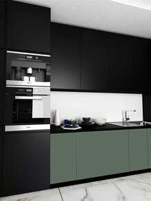 1 Roll 40cm Wide Wallpaper, Wall Decor, Matte Black Removable Thick Wallpaper, Black DIY Self-Adhesive Contact Paper Waterproof Wallpaper, Suitable For Wall And Furniture Covering, Home Cleaning, Kitchen Renovation, Ideal For Graduation Gift - Black - View 5