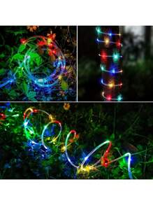 Guirlandes solaires, IP65 étanche et résistant au vent, changement de couleur multi, 8 modes, comprend un panneau solaire, convient pour piscine, mariage, Noël, pelouse, chemin, décoration extérieure, guirlandes solaires