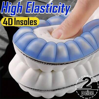 1 双 4D 舒适运动鞋垫：柔软、透气、减震、高弹力缓冲，男女适用 - TPU 材质，灰色，舒适设计，适合积极的生活方式，高弹力鞋垫