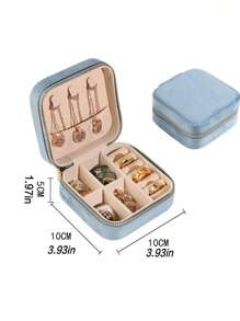 1pc Women Velvet Jewelry Box, Jewelry Storage Case, Travel Jewelry Organizer, Dual-Layer Portable Mini Jewelry Display And Storage Box, Suitable For Earrings, Rings, Necklaces, Bracelets, Nail Art, Mother's Day, Christmas, Halloween Gift For Her For Women Storage Organizer Travel Essentials Back To School Dormitory Storage