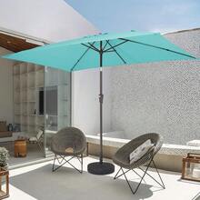 6.5x10 Ft Rectangular Patio Umbrellas Outdoor Market Umbrella With Push Button Tilt And Crank, Rectangle Table Umbrella 6 Sturdy Ribs UV Protection For Pool Garden Backyard Deck, Red - Peacock Blue - View 4