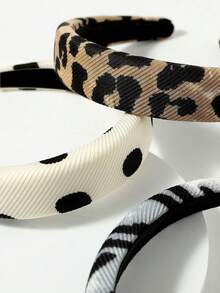 1 件女士时尚豹纹波尔卡圆点条纹头带，化妆头带 - 新款豹纹优雅简约头带 - 彩色 - 查看 2