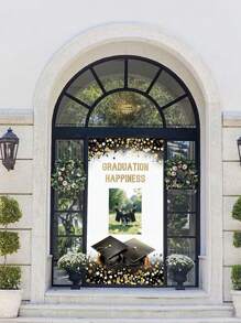 1pc Customizable Photo Graduation Season Party Decoration Door Curtain, Celebration Banner