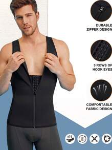 TAILONG Men Shapewear Slimming Body Shaper Compression Shirt Tank Top With Zipper Underwear For Tummy Control