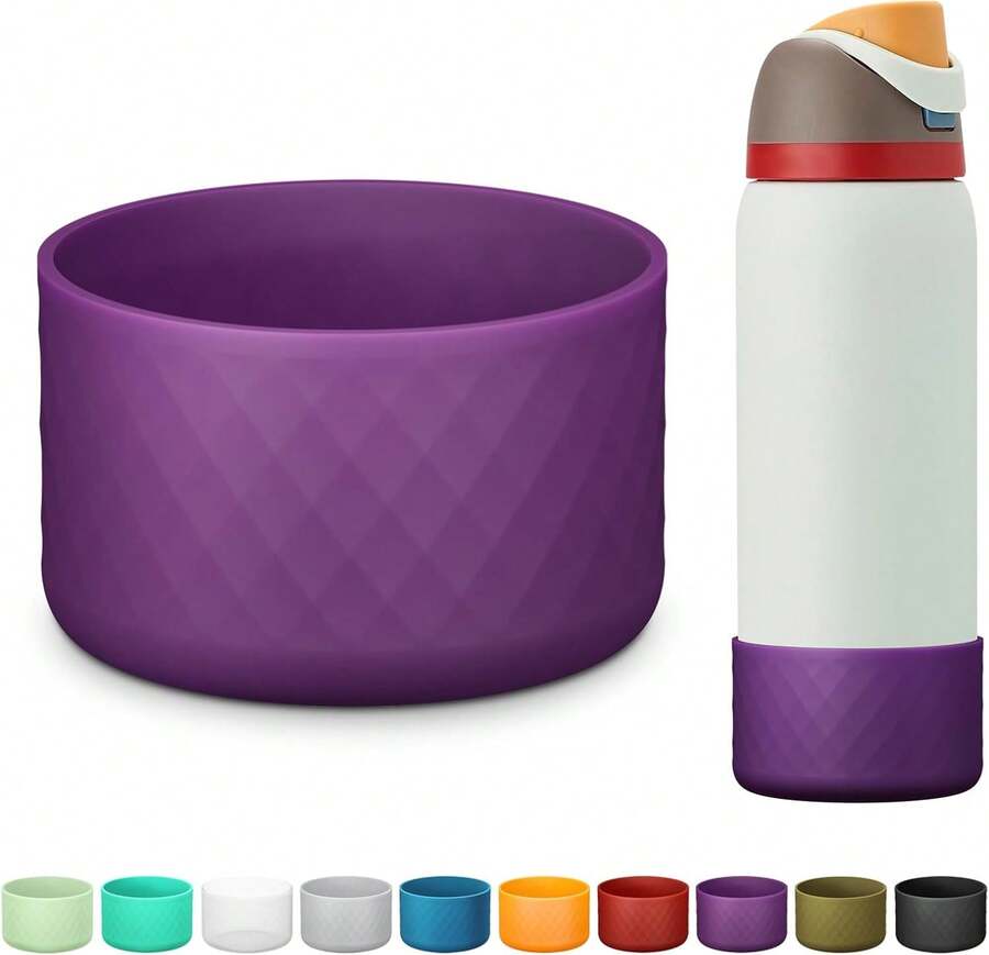 Silicone Boot For Water Bottle 24 Oz 32 Oz 40 Oz, Anti-Slip Protective Sleeve For Twist/Flip Stainless Steel Water Bottles Accessories - Dark Purple - View 1