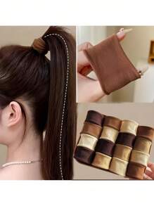 5/10 Pezzi Set Nuovi Cerchietti in Nylon Colorati, Adatti Per Donne E Ragazze, Stile Versatile Morbido Con Sensazione Di Alta Qualità, Elastici Per Capelli Per Code Di Cavallo, Fasce Per Capelli Elastiche Colore Casuale, Accessori Per Capelli Per Uso Quotidiano