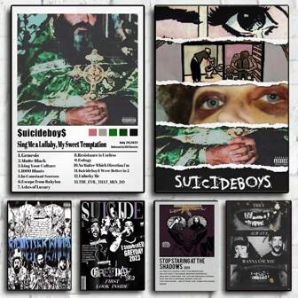 1 pieza Lienzo pop de póster de película del cantante Suicide Boy para decoración de pared del hogar, bar o cafetería, regalo de cumpleaños o graduación, opcional con marco