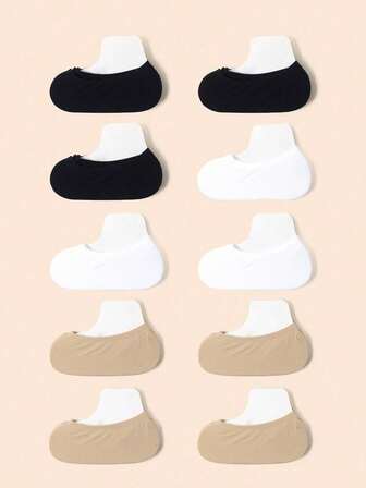 10 pares de calcetines náuticos invisibles para niños, de malla fina y transpirable, de color blanco puro, con talón antideslizante y bajo empeine, versátiles para uso diario durante el verano