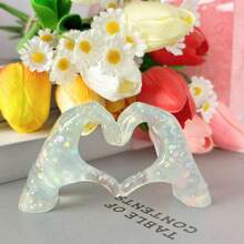 1pc,Colorful Resin Heart - Shaped Festive Figurine Ornaments. Ideal For Occasions Like Birthdays, Adding An Ambient Touch To Tabletops. Perfect Decorations For Proposal Parties, Wedding Gifts, And Wedding Favors For Guests.