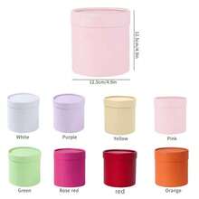 4PCS 12cm Pink Circular Flower Arrangement Box, Flower Wrapping Small Box, Valentine's Day Flower Packaging Small Bucket, Hand-Held Flower Bucket Mini Hug Bucket - Large - View 3