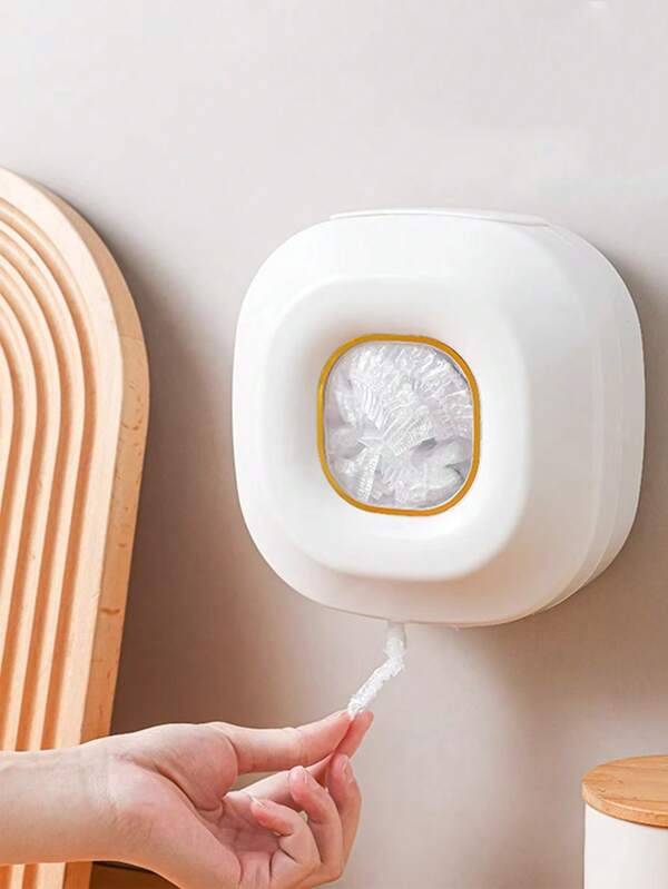 1PC Cling Film Storage Box, Wall Mounted Non Perforated Pull-Out Storage Box, Disposable Cling Bag Storage Box, Dust-Proof Box, Cling Film