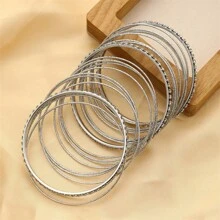 21pcs Vintage Exaggerated Crystal Encrusted Bangle Set For Women, Golden Asymmetrical Circle Bracelet Wrist Chain Multipiece