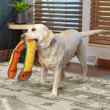 Outward Hound Durablez Stuffing-Free Squeaky Interactive Dog Toy, Tough Plush, Gecko, Green, Large - Nubby Snake - 查看 5