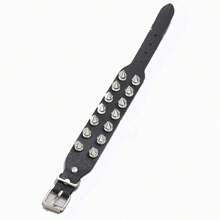 1 pieza Brazalete de PU con calavera y remaches de estilo punk, brazalete unisex gótico exagerado con remaches, brazalete de pareja de estilo rock, versátil para el uso diario de moda vintage