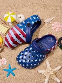 1 Pair Boys' Comfortable Fashionable Casual Cool Star Print Lightweight Breathable Cartoon Outdoor Indoor Sandals, Suitable For All Seasons - Navy Blue - View 5