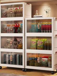 5/4/3/2/1 Layer Clothes Storage Box, Home Closet Organizer Folding Plastic Container Cabinet With Door, Large Capacity For Women Storage Organizer Travel Essentials Back To School