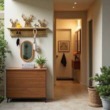 1 pièce Porte-bijoux mural décoratif en bois en forme de tête de cerf - Présentoir pour pendentifs, boucles d'oreilles, bracelets et bagues, minimaliste et à la mode, idéal pour la décoration de la chambre, le rangement de bijoux, la fête des mères, la Saint-Valentin ou un anniversaire.