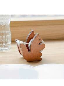 Wooden Craft Tape Seat, Squirrel Iron Teeth, Wooden Grocery Small Rack Back To School