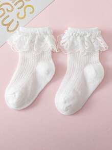 1/3/6 Pairs Of Girls' Spring And Summer White Princess Style Lace Mesh Breathable Lace Socks Suitable For Daily Life Or Gatherings