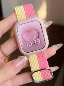 1 peça Pulseira de Apple Watch Tecida com Estampa Floral Miúda + 1 peça Capa de Silicone Adequada para Novo Apple Watch S10, Compatível com Apple Watch 9, 8, 7, 6, 5, 4, SE