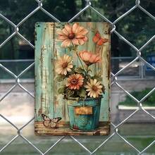 1PC Rustic Tin Sign, Floral Illustration, Motivational Quote, Perfect For Living Room, Bedroom, Or Office, -Friendly, Durable Metal, Inspirational Wall Art, Vintage Style, High-Quality Material, Rustic Home Dr, 8x12 Inches / 20x30 Cm - 彩色 - 查看 7