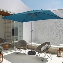 6.5x10 Ft Rectangular Patio Umbrellas Outdoor Market Umbrella With Push Button Tilt And Crank, Rectangle Table Umbrella 6 Sturdy Ribs UV Protection For Pool Garden Backyard Deck, Red - 湖藍色 - View 5