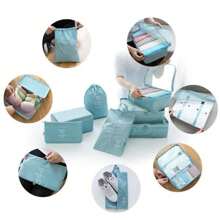 8pcs Travel Organizer Bags Set, Waterproof Portable Packing Cubes, Clothes Storage Bags, Luggage Organizers, Underwear Bags, Waterproof Zipper Packing Pouches, Travel Essentials, Dorm Necessities, Back To School Nylon, For Students, Teachers, Beach, Summer Vacation