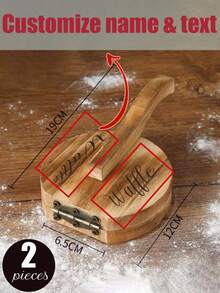 2 Pieces/1 Piece Custom Personalized Diameter 4.7inch Laser Solid Wood Material Household Pressed Dough Waffle Manual Pressing Mold Dumpling Skin Pancake Pizza Pressing Tool, Suitable For Home Kitchen Or Restaurant Use