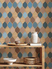 1 Roll Of Retro Thickened Rhinestone Wood Grain Grille With Geometric 3D Fabric Pattern, Suitable For Home Decoration, Kitchen Cabinets, Tables And Chairs, Room Backgrounds, Home Renovation, DIY, Waterproof, Stain Resistant, Easy To Clean, Self-Adhesive, Peel And Paste Wallpaper, Wall Stickers, Wallpaper Wall Stickers Wall Decor Room Decor Wall Paper - Multicolor - View 7