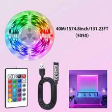 Striscia luminosa LED RGB 1M - 40M, alimentata tramite USB, viene fornita con telecomando a 24 pulsanti e controllo tramite app, illuminazione multicolore, ottima per la creazione di atmosfera nella camera da letto e per feste in casa