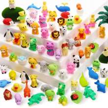 30/50 PCS Random Animal Erasers, Mini Erasers, Easter Fillers, Fun Back To School Gifts, Classroom Reward Prizes, Student Box Toys, Suitable For Schools, Learning Supplies