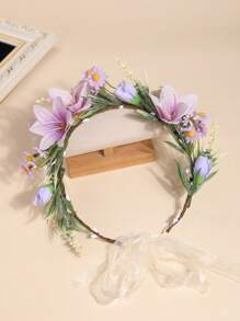 1 Stück romantischer bohemischer Blumenkranz, boho-natürlicher Stil Braut Hochzeit Urlaubs Kopfschmuck für Strand Reise Fotoshooting
