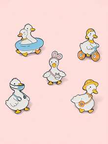 1/5pcs Cute Cartoon Rabbit, Tree, Leaf, Sunflower Enamel Brooches, Animal Badges Pins, Suitable For Daily Wear School Office Accessories Shirts Jacket Jewelry Christmas Halloween Clothes Pin Funny Teacher Gifts Costume Accessories Bag Charms - Multicolor - View 5