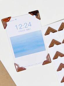 120pcs/5sheets Vintage Cow Leather Paper Stickers, For Album Fixing Frame Decoration, Scrapbooking, Picture Protection Decoration, Photo Album Corners, Photo DIY Accessories, Suitable For Halloween And Christmas Photo Collection - Black - View 7