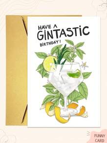 1 pièce Carte de vœux humoristique pour gin avec un design humoristique "Joyeux anniversaire", incluant une enveloppe. Une carte convenant à la famille, aux amis et aux collègues, un petit cadeau parfait.
