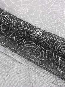 1Pc Halloween Spider Web Pattern Mesh Gauze Table Runner,Black Silver Table Cover,180*75cm Polyester Tablecloth,Trick Or Treat Decoration For Halloween,Happy Halloween Decorations,Halloween Party Supplies,Halloween Decorations,Home Party Decor,Dining Table Decoration,Festival Party Favors,Fall Decor,Kitchen Decor,Tabletop Decor