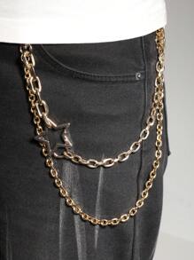 1pc Men's Hip Hop Style Star Decoration Chain, Silver/Gold Color Chain Pants Accessory For Daily Wear Summer, School
