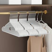 10pcsNewly Made Thick Clothes Hanger With Plastic Coating, Adult Clothes Hanger With Plastic Coating, Anti Slip And Traceless Clothes Support, Drying Rack